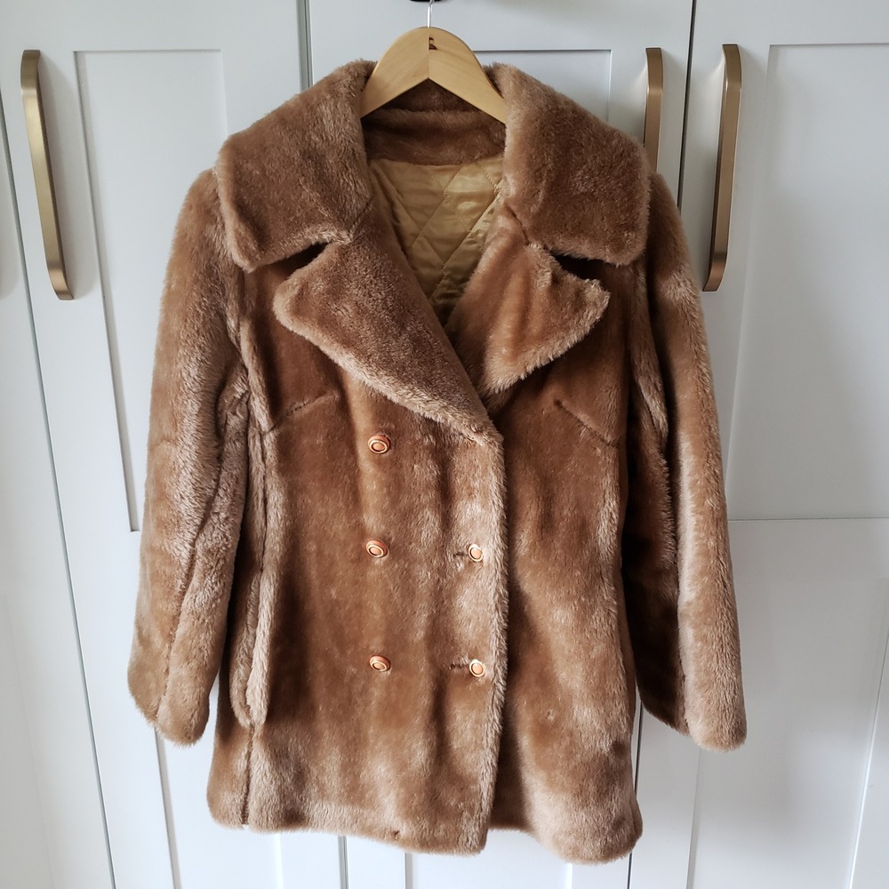 Vintage‎ Faux Fur Tan Coat Womens